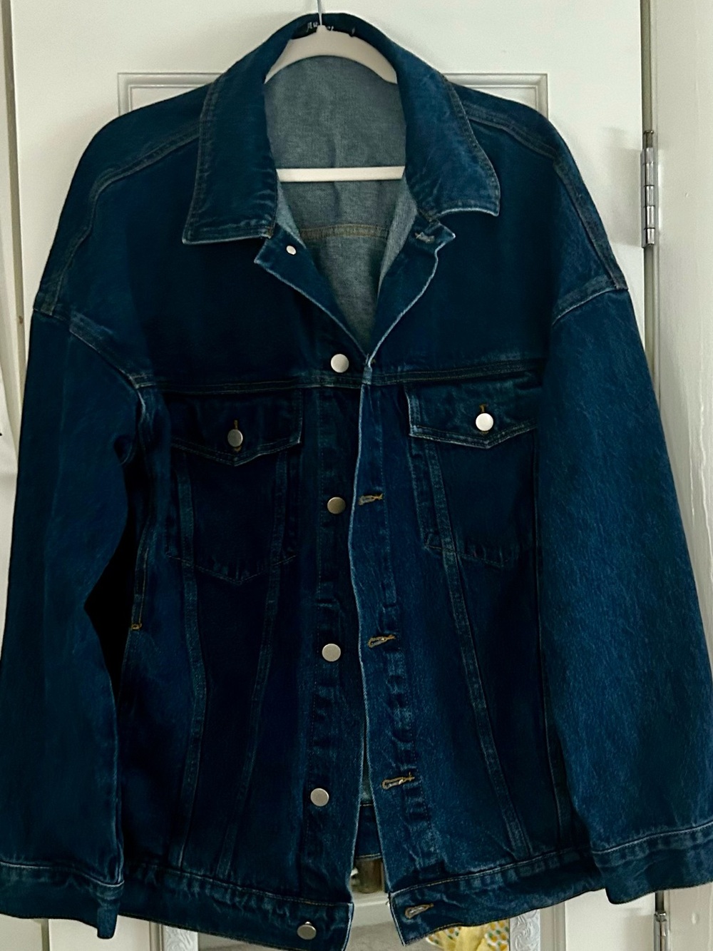 AUTOMET Women's 2XL Oversized Dark Denim Jean Jacket, Loose Fit Boyfriend Style